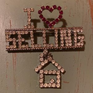 Vintage realtor brooch, rhinestone realtor pin, rhinestone house brooch, brooch